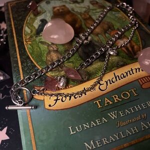 Handmade Strawberry Quartz Choker With Heart Dangles